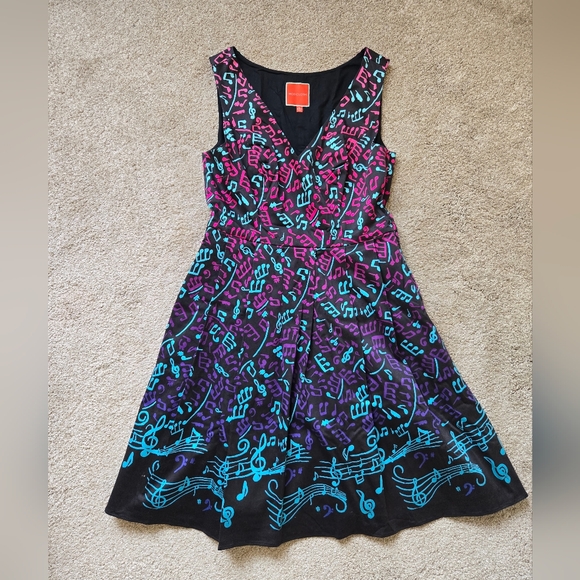 ModCloth Bijou Joys A-Line Music Print Dress Size L - Picture 7 of 13